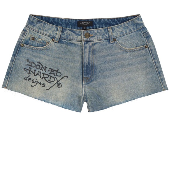 ED HARDY SWALLOW DENIM SHORTS SIZE 30 - Picture 2 of 2